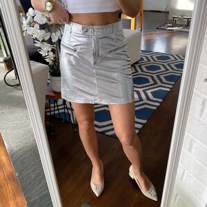 FB SISTER Silver Metallic Women's Mini Skirt 🤍